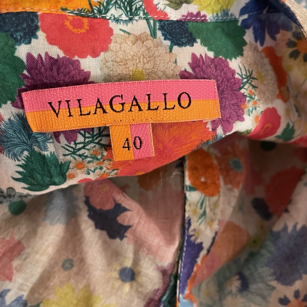 Vilagallo Womens Blouse Shirt Sz 40 US M Flowers‎ Floral Spring - Picture 7 of 8
